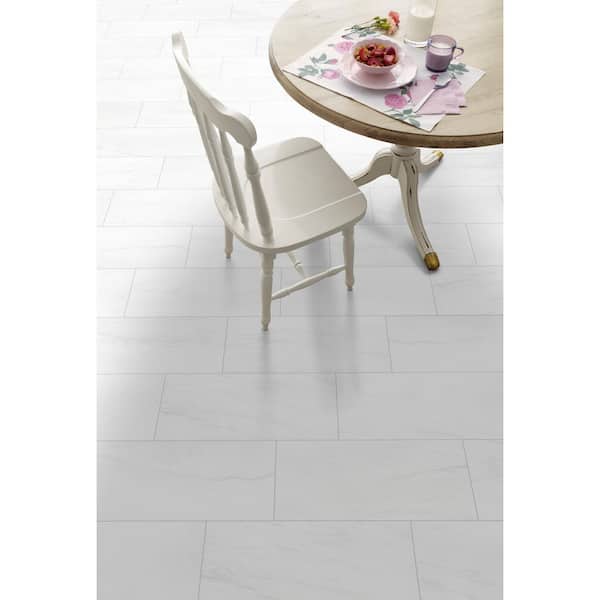 Alexandra White 12 in. x 24 in. Matte Porcelain Marble Look Floor and Wall Tile (16 sq. ft./Case)