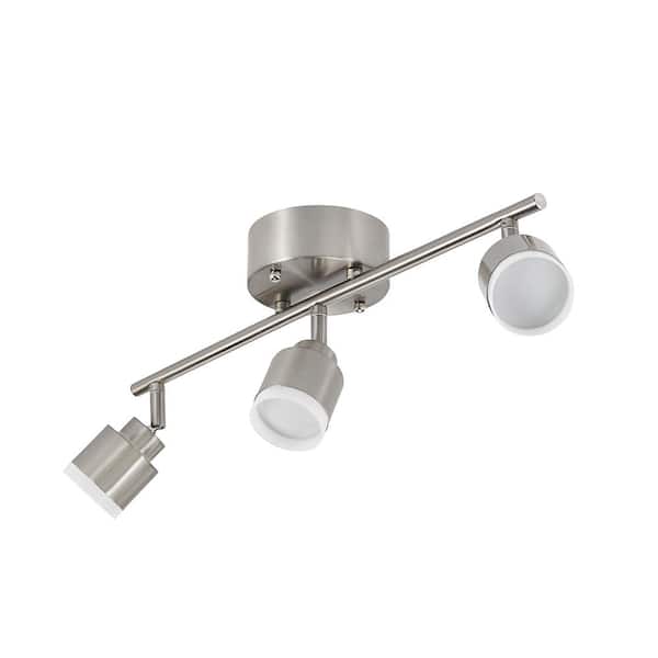 19 in. 3-Light Brushed Steel Integrated LED Track Lighting Kit