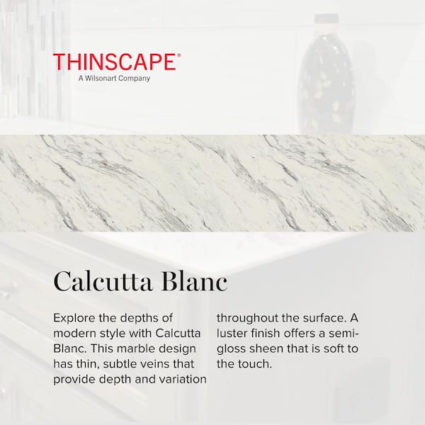 6 ft. L x 25 in. D Engineered Composite Countertop in Calcutta Blanc with Satin Finish