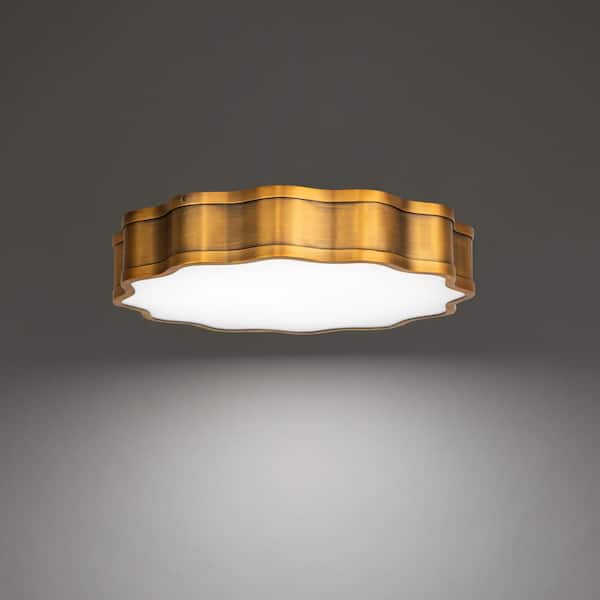 Vaughan 16 in. 1-Light Aged Brass 3000K LED Flush Mount