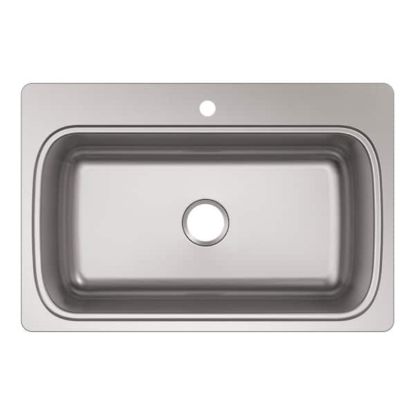 Verse Drop-in Stainless Steel 33 in. 1-Hole Single Bowl Kitchen Sink