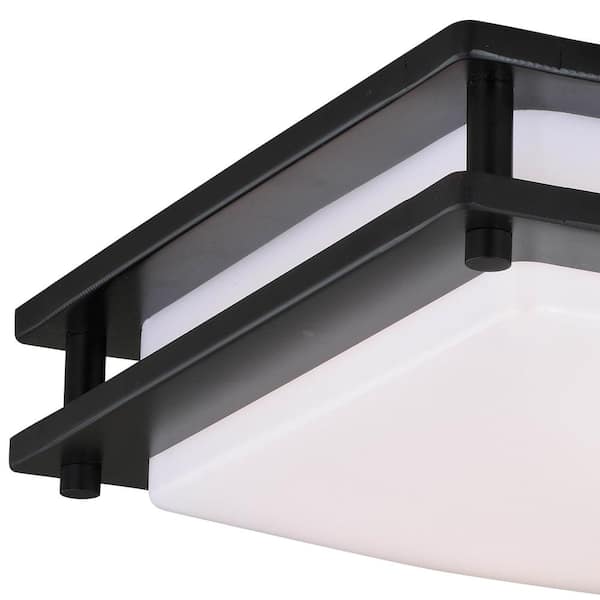 Horizon 12 in. W Bronze LED Flush Mount Ceiling Light Fixture White Shade