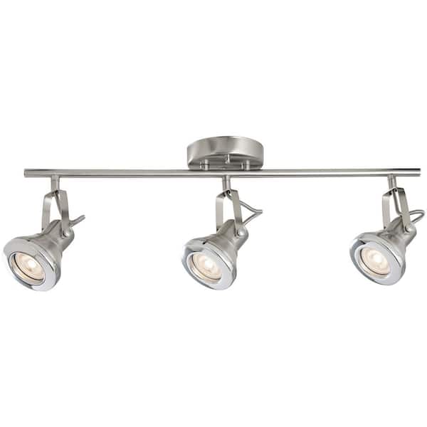2 ft. 3-Light Brushed Steel LED Track Lighting Kit