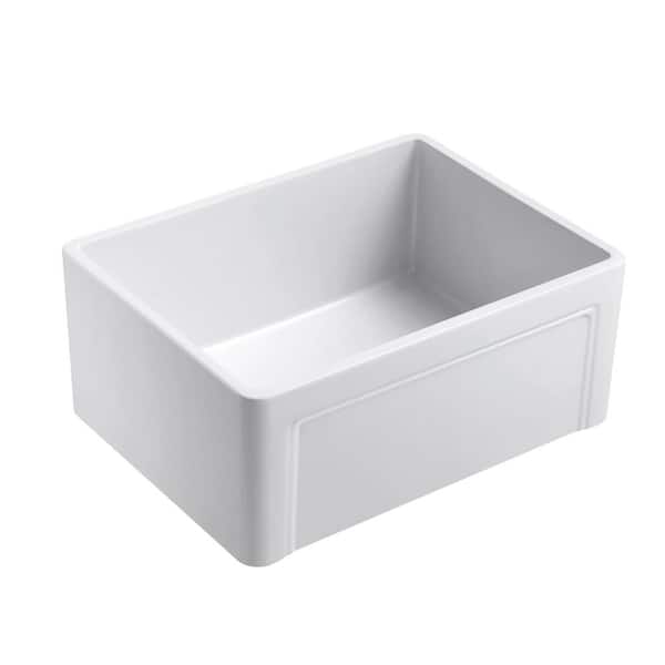 Olde London Farmhouse Fireclay 27 in. Single Bowl Kitchen Sink with Grid with Grid and Strainer