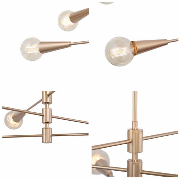 Transitional Dining Room Chandelier 31 in. Modern Sputnik Chandelier 6-Light Brass Gold Tiered Kitchen Island Chandelier