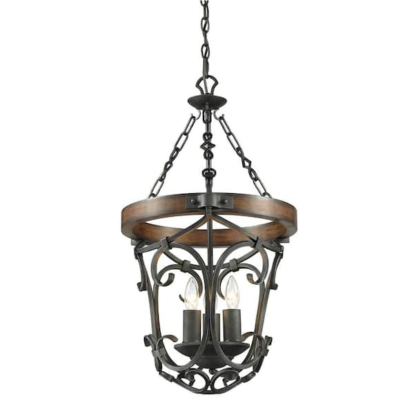 Vargas Collection 3-Light Black Iron Pendant