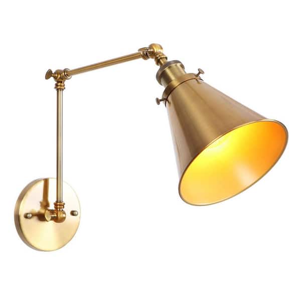 GLD 1-Light 5.31 in. Brass Sconce Vintage Industrial Swing Arm Wall Lamp