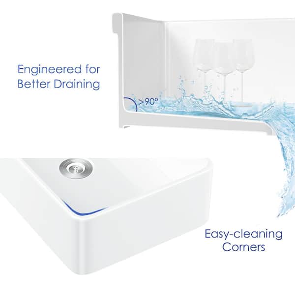 Denbigh Crisp White Ceramic 21 in. Single Bowl Farmhouse Apron Kitchen Sink with Bottom Grid and Pop-up Drain