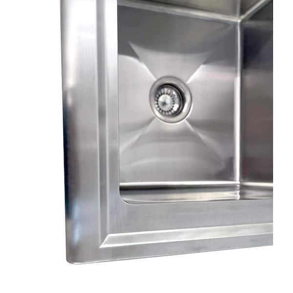 All-in-One 24 in. Stainless Steel Wall Mount Commercial Utility Kitchen Sink with Faucet