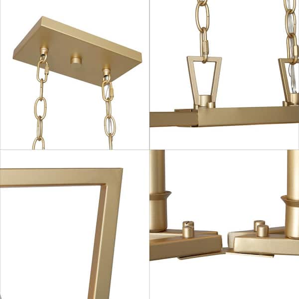 Modern Gold Kitchen Candlestick Chandelier, 28.7 in. 6-Light Farmhouse Dining Room Chandelier Cage Pendant Hanging Light