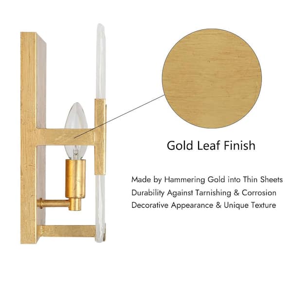 1-Light Modern Antique Gold Leaf Wall Sconce, Cloud-Like Glass Bedroom Wall Light, Mid-Century Modern Light Fixture