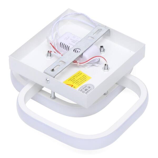 7.87 in. 1-Light White Modern Square Elegant Semi-Flush Mount LED Ceiling Light