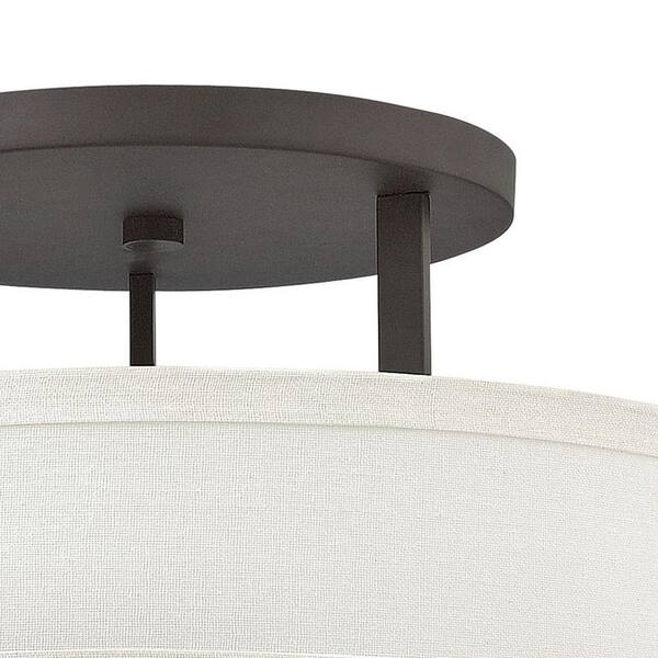 Hampton 20 in. LED-Light Buckeye Bronze LED Semi-Flush Mount