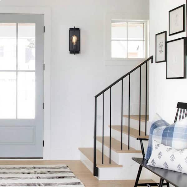 5 in. Matte Black Sconce with Clear Tempered Glass Shade