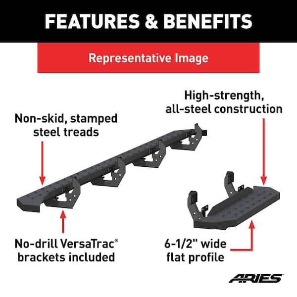 RidgeStep Black Steel 36, 96-Inch Cargo Van Running Boards, Select Ford Transit 150, 250, 350