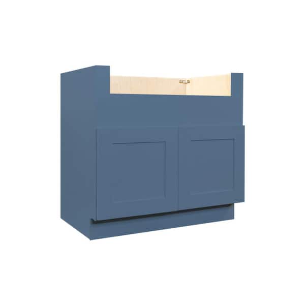 Lancaster Blue Plywood Shaker Stock Assembled Farm Sink Base Kitchen Cabinet 36 in. W x 24 in. D x 34.5 in. H