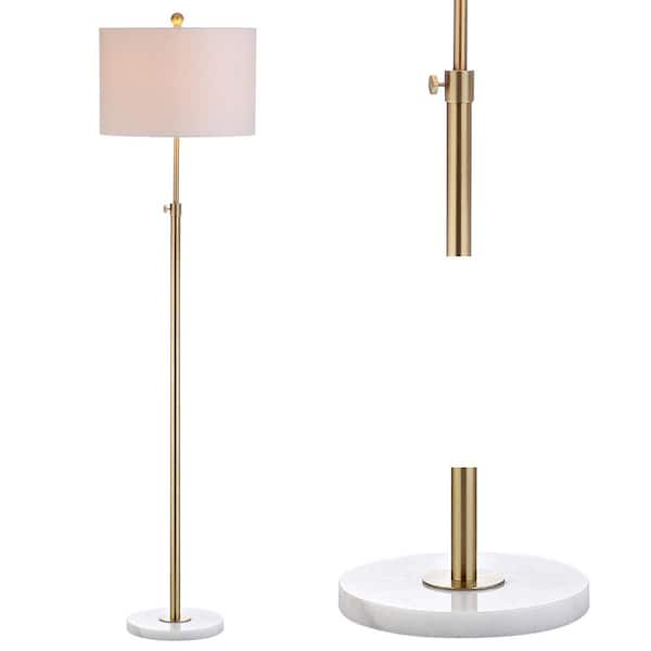 June 65 in. Metal/Marble Adjustable Brass Gold/White Floor Lamp