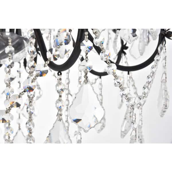 Timeless Home 28 in. L x 28 in. W x 28 in. H 12-Light Dark Bronze Transitional Chandelier with Clear Crystal