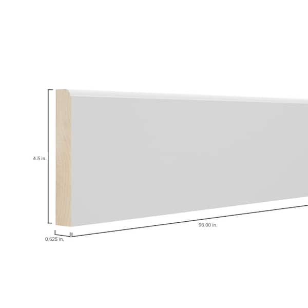 Designer Series 4.5x96x0.625 in. Base Board Molding in White