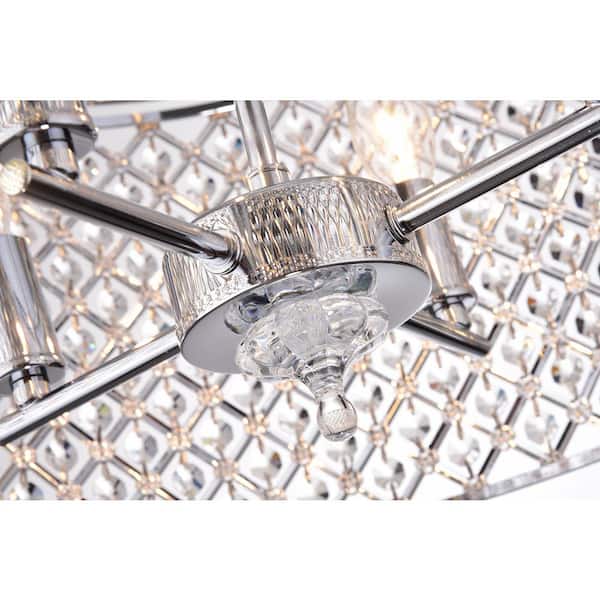 Marya 4-Light Modern Chrome Crystal Semi-Flush Mount Light with Clear Glass Crystal Beaded Drum Shade