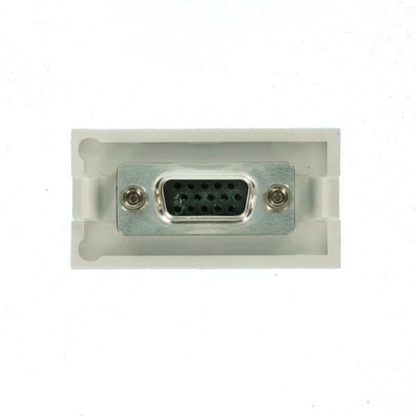 VGA HD15 Video Feedthrough Multimedia Outlet System (MOS) Module, White