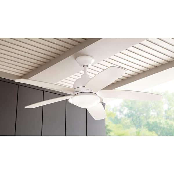 Ackerly 52 in. Indoor/Covered Outdoor LED Matte White Ceiling Fan with Light Kit and Remote Control