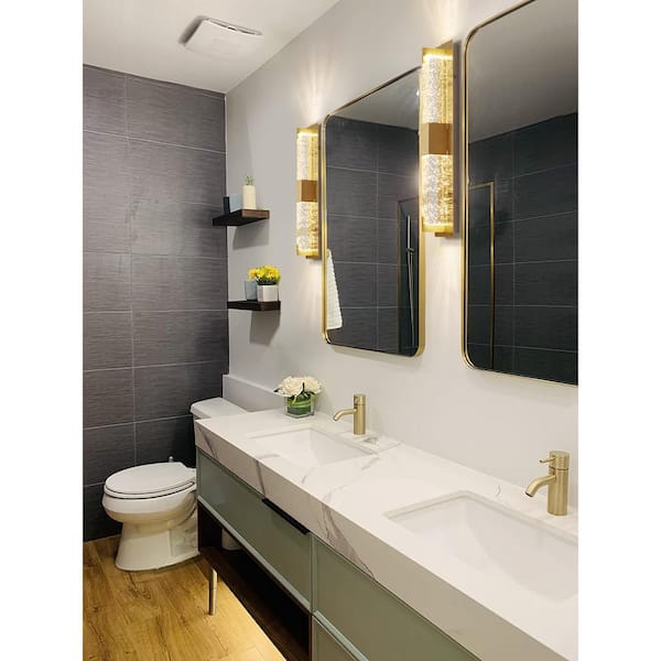 Modern 1-Light Gold Dimmable LED Wall Sconce Wall Lighting with Crystal Bubble Glass Shade