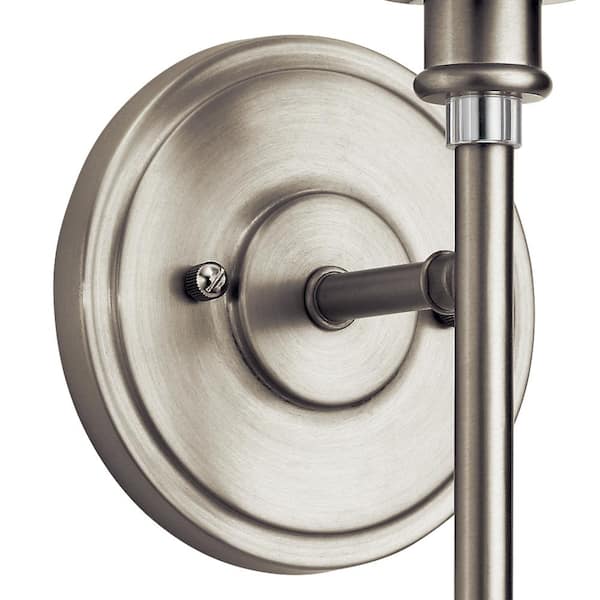 Joelson 5 in. 1-Light Brushed Nickel Transitional Bathroom Wall Sconce with Satin Etched Cased Opal Shade