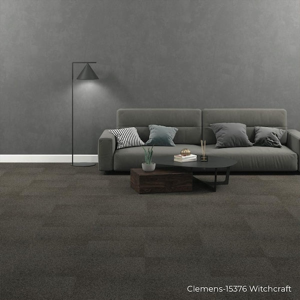 Clemens Gray Residential/Commercial 19.68 in. x 19.68 Peel and Stick Carpet Tile (8 Tiles/Case)21.53 sq. ft.