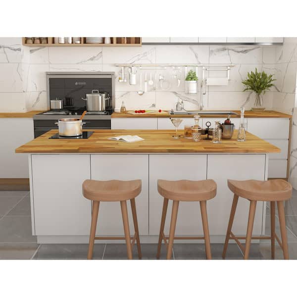 8 ft. L x 40 in. D, Acacia Butcher Block Island Countertop in Golden Teak with Square Edge