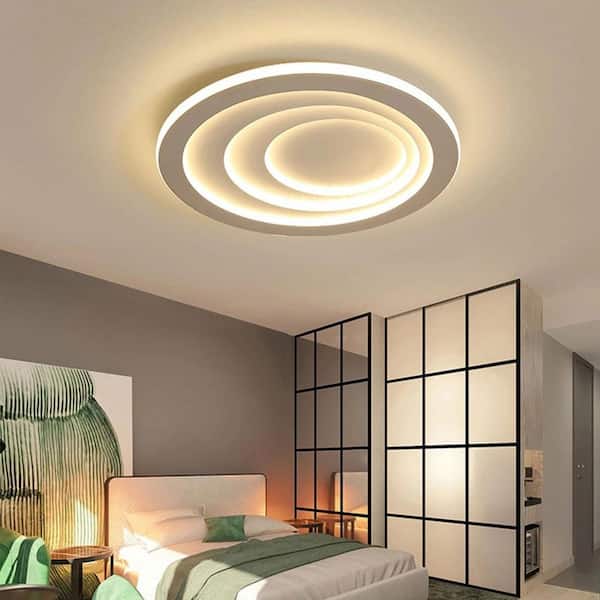 19.7 in. 1-Light White Acrylic Lampshade Integrated LED Flush Mount Ceiling Light