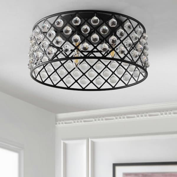 Gabrielle 19 in. Oil Rubbed Bronze/Clear Metal/Crystal LED Flush Mount Ceiling Light