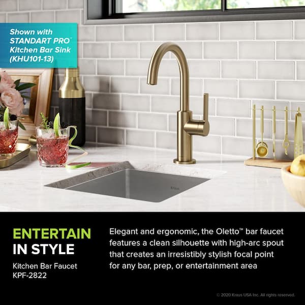 Oletto Single-Handle Kitchen Bar Faucet in Spot Free Antique Champagne Bronze