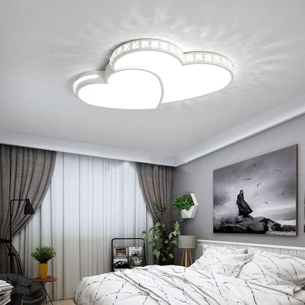 20 in. 1-Light White Integrated LED Flush Mount Heart Shape Design Ceiling Light