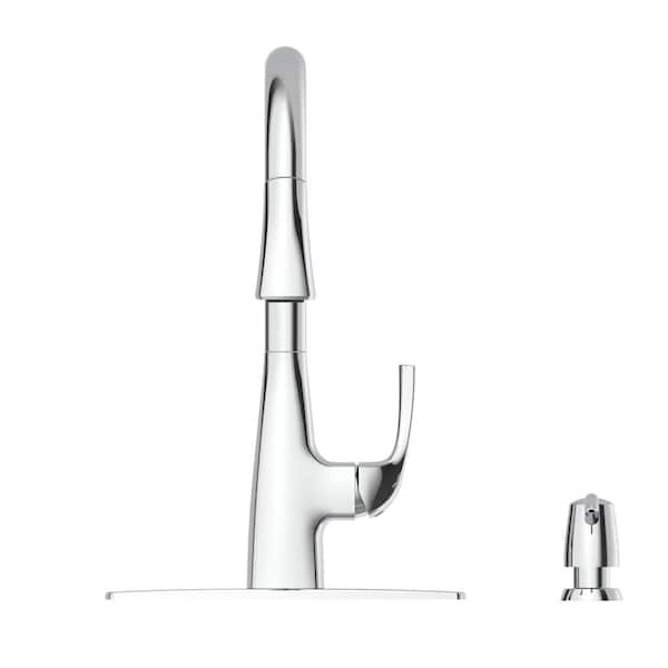 Calandine Single-Handle Pull-Down Sprayer Kitchen Faucet with Soap Dispenser in Chrome