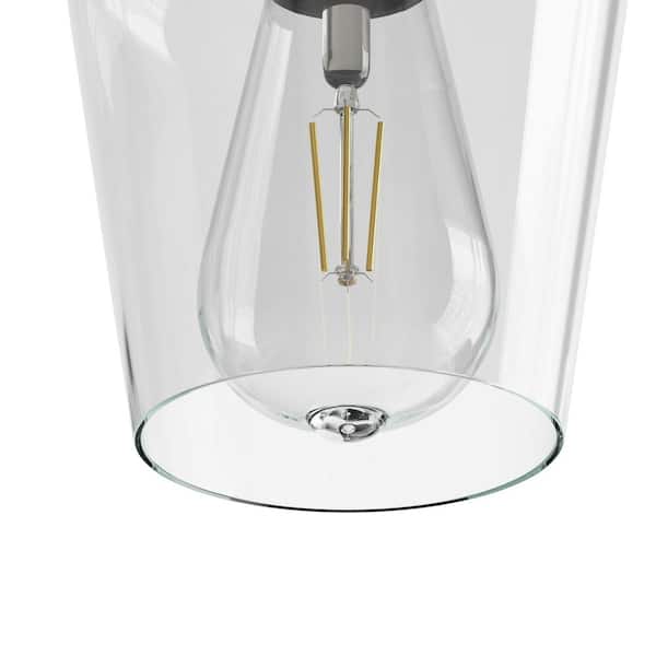 5 in. W x 6 in. H 1-Light Matt Black Pendant with Clear Glass Shade