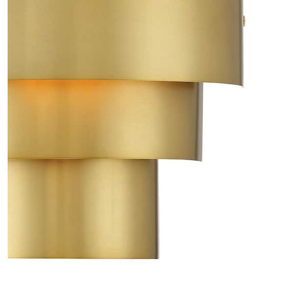 Spyglass Terrace 2-Light Soft Brass Geometric Wall Sconce with Soft Brass Shade