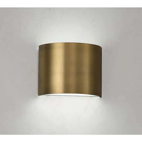 Pocket 7 in. Aged Brass LED Vanity Light Bar and Wall Sconce, 3000K