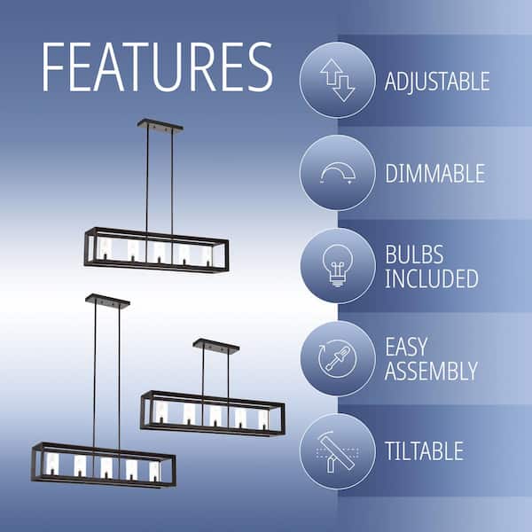 Anna 38.5 in. 5-Light Oil Rubbed Bronze Metal/Glass LED Pendant