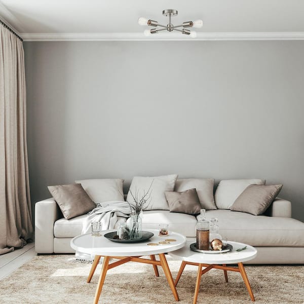 Vane 17 in. 4-Light Brushed Nickel Semi-Flush Mount