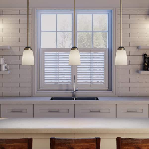 1-Light Brushed Nickel Mini Pendant with Frosted Glass Shade