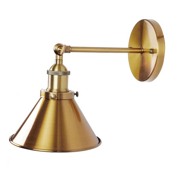 Rhem 7 in. 1-Light Brass Gold Wall Sconce Light