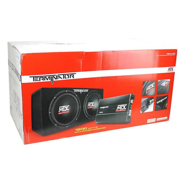 TNP212D2 12 in. 1200-Watt Dual Loaded Car Subwoofer Audio with Sub Box and Amplifier