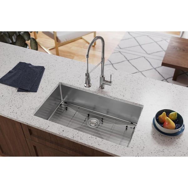 Crosstown 32 in. Undermount Single Bowl 18 Gauge Stainless Steel Kitchen Sink Only