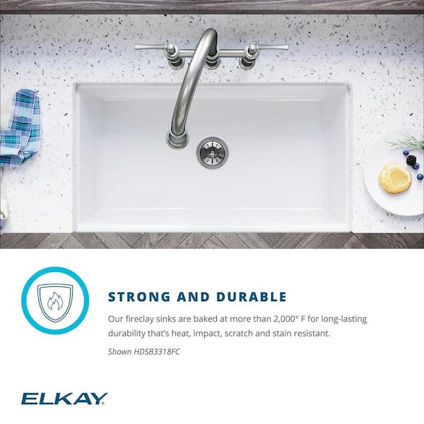 Burnham White Fireclay 33 in. Single Bowl Farmhouse Apron Kitchen Sink