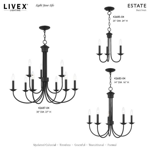 Estate 9 Light Black Chandelier