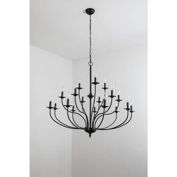 Boise 18 -Light Candle Style Traditional Chandelier with Wrought Iron Accents