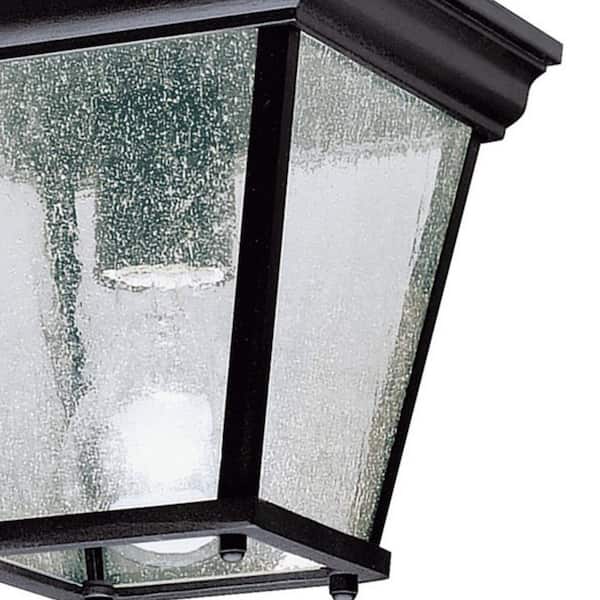 Independence 1-Light Black Outdoor Porch Ceiling Flush Mount Light with Clear Seeded Glass (1-Pack)