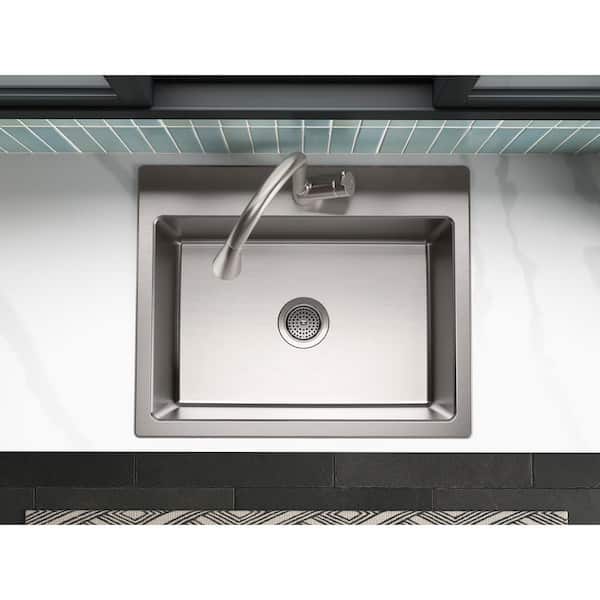Cursiva Stainless Steel 27 in. Single Bowl Top-Mount/Undermount Kitchen Sink