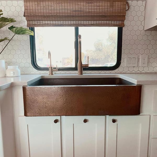 Adams 36 in. Undermount Farmhouse Single Bowl 16 Gauge Antique Copper Kitchen Sink